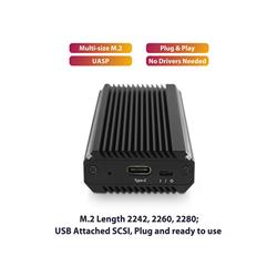 Vantec NexStar SX, USB 3.2 Gen2x1 Type C M.2 NVMe/SATA RGB Enclosure