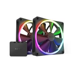 NZXT F140 RGB - 140mm RGB Fans - Twin (Black) + RGB Lighting Controller