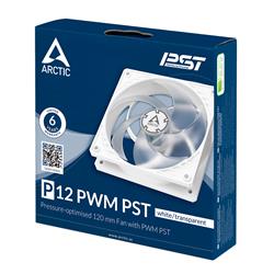 Arctic P12 PWM PST (Blanc) 120 mm Ventilateur de boîtier à pression optimisée | Vitesse contrôlée PWM avec PST