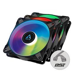 Arctic P12 PWM PST A-RGB 0dB (Noir) 120mm Ventilateur de boîtier à pression optimisée | Vitesse contrôlée PWM avec PST | Ecl...