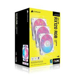 CORSAIR RX Series, iCUE LINK RX120 RGB 120mm Fan, White, Triple Pack