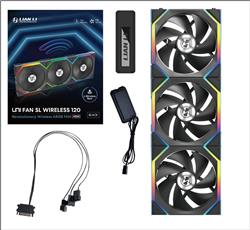 Lian Li UNI FAN SL 120 Ventilateur RVB sans fil 120 mm, paquet de 3 avec contrôleur de ventilateur, noir