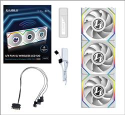 LIAN LI UNI FAN SL WIRELESS RGB LCD Blanc 3x 12cm Pack Ventilateur avec Contrôleur