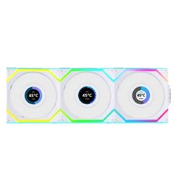 LIAN LI UNI FAN SL WIRELESS RGB LCD Reverse White Color 3x 12cm Fan Pack with Controller (Reverse Blade )