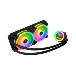 GAMDIAS CHIONE M2-240R, AIO CPU Liquid Cooler 240mm Radiator, 2 x 120 mm Fans, RGB MB Sync 5v 3pin, AEOLUS Box RGB Fan Hub for