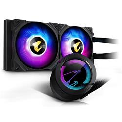 GIGABYTE AORUS WATERFORCE 240 AIO Liquid CPU Cooler, 240mm Radiator with 2X 120mm Low Noise ARGB Fans, Rotatable ARGB Lighting