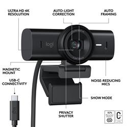 LOGITECH MX Brio Ultra HD 4k Webcam, Black