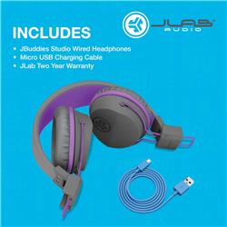 JLAB JBuddies Studio Casque sans fil pour enfants, gris/violet