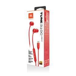 JBL Tune 310C Wired In-ear USB-C Headphones, Red