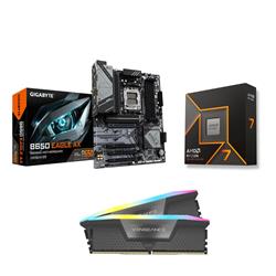 AMD R7 9700X CPU +  GIGABYTE B650 EAGLE AX WIFI Motherboard + CORSAIR RGB 32GB D5 6000MHz Black RAM