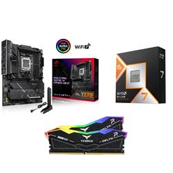 AMD Ryzen 7 9850X3D CPU + ASUS ROG STRIX X870E-H GAMING WIFI7 Motherboard + T-Force RGB 32GB D5 6000MHz CL30 RAM
