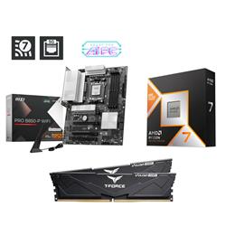 AMD Ryzen 7 9800X3D CPU + MSI PRO B850-P WIFI Motherboard + T-Force 32GB D5 6000MHz CL30 RAM