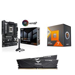 AMD R7 7800X3D CPU + ASUS TUF GAMING B650E-PLUS WIFI Carte mère + T-Force 32GB D5 6000MHz CL30 RAM