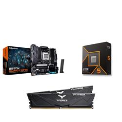 AMD Ryzen 5 9600X CPU + GIGABYTE B850M GAMING X WIFI6E Motherboard + T-Force 32GB D5 6000MHz CL30 RAM