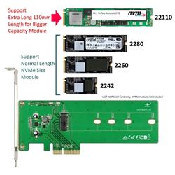 M.2 NVMe PCIe x4 Card with 22110 Length Support