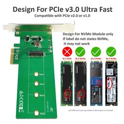 M.2 NVMe PCIe x4 Card with 22110 Length Support