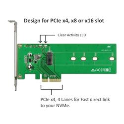 M.2 NVMe PCIe x4 Card with 22110 Length Support