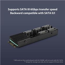 Vantec M.2 PCIe Gen3x2 B+M Key To 5 Ports SATA III Expansion Card