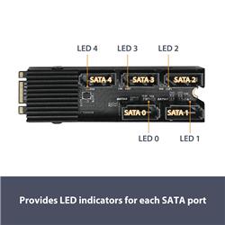 Vantec M.2 PCIe Gen3x2 B+M Key To 5 Ports SATA III Expansion Card