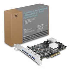 Carte hôte PCIe Vantec Dual Chip 4-Port 10Gbps USB 3.1 Gen 2 dédiée