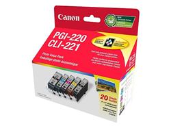 Pack économique de cartouches d'encre et de papier photo CANON PGI-220/CLI-221