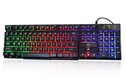 RII Multi-Color Rainbow LED Backlit Wired Mechanical Gaming Keyboard(Open Box)