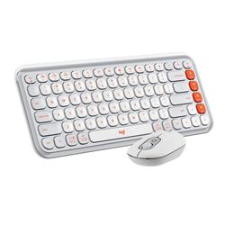 LOGITECH POP ICON Wireless Keyboard & Mouse Combo (Off-White & Orange)