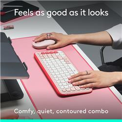 LOGITECH POP ICON Wireless Keyboard & Mouse Combo (Rose & Off-White)(Open Box)