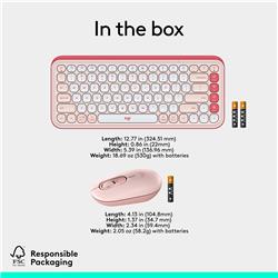 LOGITECH POP ICON Wireless Keyboard & Mouse Combo (Rose & Off-White)(Open Box)