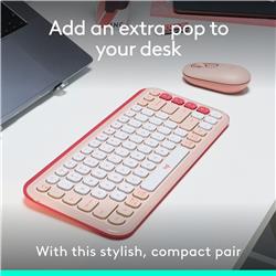 LOGITECH POP ICON Wireless Keyboard & Mouse Combo (Rose & Off-White)(Open Box)