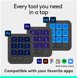 Logitech MX Creative Console Clavier et molette - Câble USB Type-C - Graphite - Clavier sans fil Bluetooth - Graphite - AAA ...