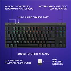LOGITECH G515 LIGHTSPEED TKL (80 %) Clavier de jeu, Noir