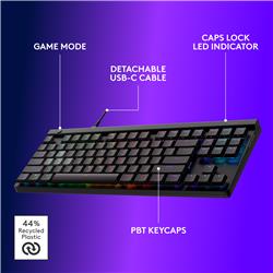 LOGITECH G515 RAPIDE TKL (80 %) Clavier de jeu, Noir