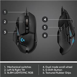 LOGITECH (G502 HERO) - Souris de jeu optique noir