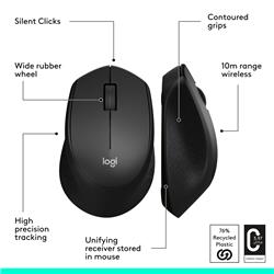 LOGITECH M330 Silent  Wireless Mouse - Black