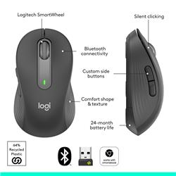 LOGITECH CORE Signature M650 Wireless Mouse-Graphite (910-006250)