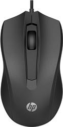 HP Wired Mouse 100 - Precise Optical Sensor with 1600 DPI - Easy USB Connection - Ambidextrous Design - 3 Button Control & Buil