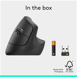 LOGITECH Lift Vertical Ergonomic Wireless Mouse (Graphite)