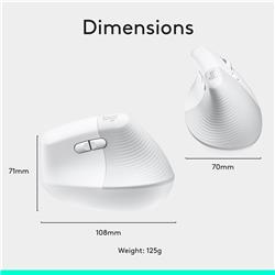 LOGITECH Lift Vertical Ergonomic Wireless Mouse (Off-White)