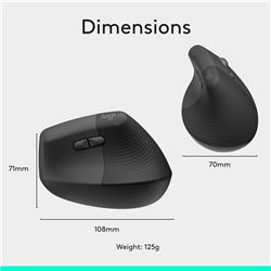 LOGITECH Lift Vertical Ergonomic Wireless Mouse (Graphite)