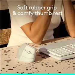 LOGITECH Lift Vertical Ergonomic Wireless Mouse (Off-White)