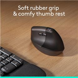 LOGITECH Lift Vertical Ergonomic Wireless Mouse (Graphite)