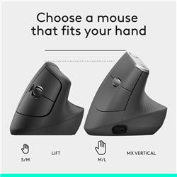 LOGITECH Lift Vertical Ergonomic Wireless Mouse (Graphite)