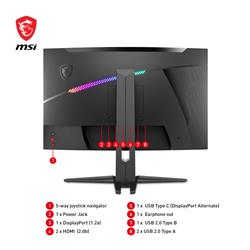 MSI MAG 31.5" WQHD Curved Rapid VA 170Hz 1ms (GTG) Gaming Monitor