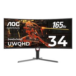 AOC 34" TFT 3440x1440 VA Curved 165Hz 1ms (MPRT) Gaming Monitor