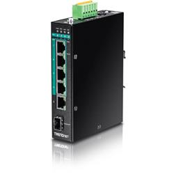 TRENDnet (TI-PG541) 5-Port Hardened Industrial Gigabit PoE+ DIN-Rail Switch - 5 Network, 1 Expansion Slot - Twisted Pair - 2 La