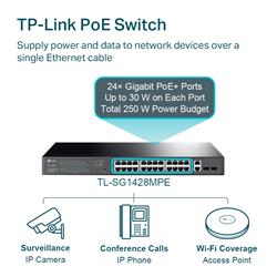 TP-Link (TL-SG1428PE) Commutateur intelligent simple Gigabit 28 ports