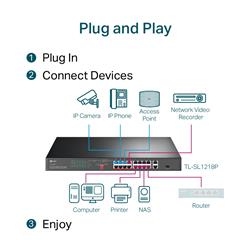 TP-Link (TL-SL1218P) 16-Port 10/100 Mbps + 2-Port Gigabit Switch