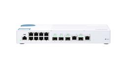 Switch géré de couche 2 à 12 ports QNAP (QSW-M408-2C). Huit ports 1GbE, deux ports 10G SFP+ et deux ports combo 10G SFP+/NBA...