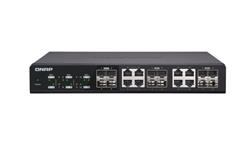 Commutateur 10GbE non géré à 12 ports QNAP (QSW-1208-8C). Douze ports SFP+ 10GbE avec huit ports 10GBASE-T partagés.
